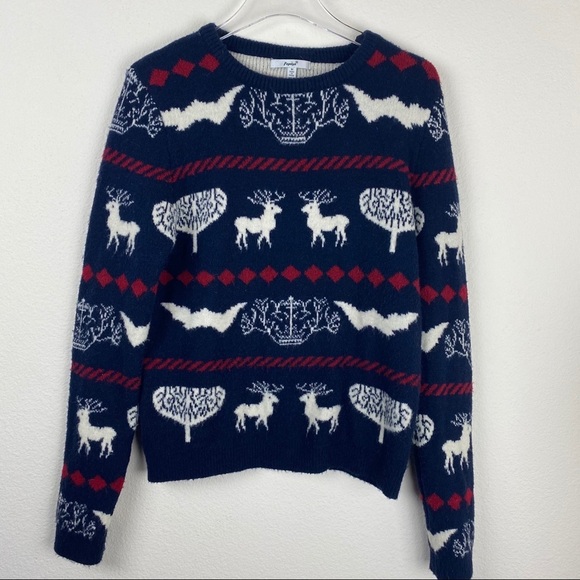 PAPAYA Fuzzy Furry Reindeer Christmas Sweater Med - Picture 2 of 8